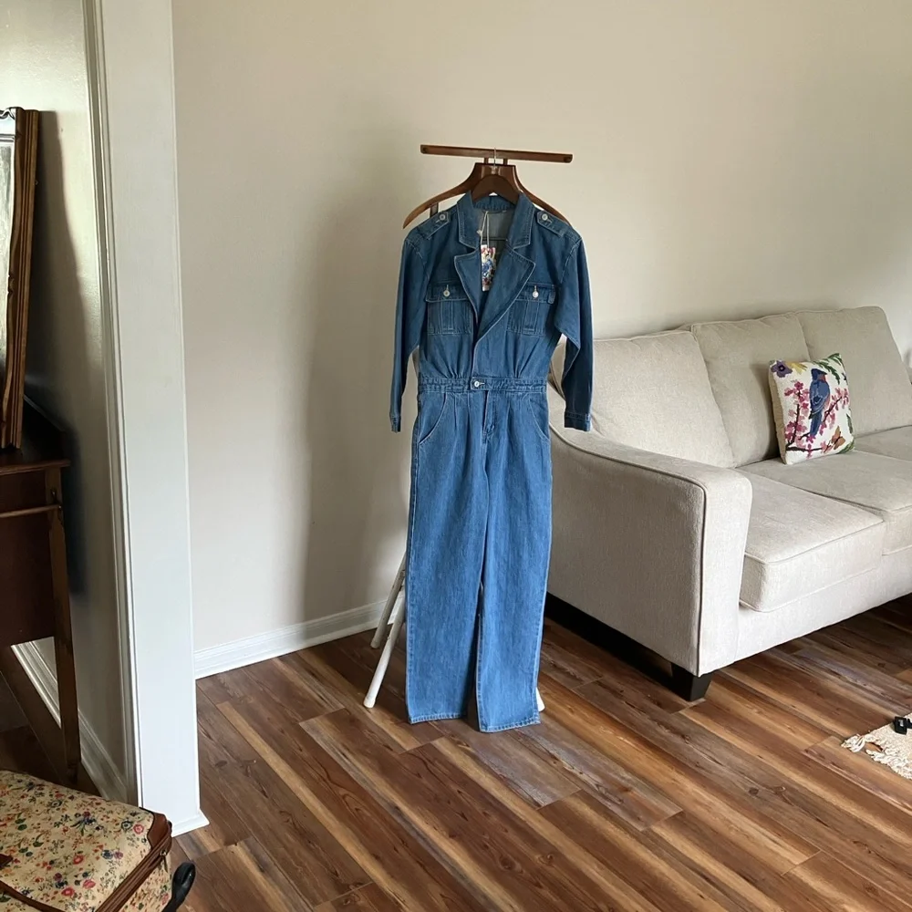 Blue Denim Jumpsuit - Picture 2 of 7